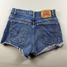 Vintage Levis 550 Jean Shorts Womens 10 Blue Denim Relaxed Fit Cutoff Cuffed 90s