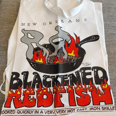 Vintage Blackened Redfish Apron With Recipe New Orleans - Vintage NEW!
