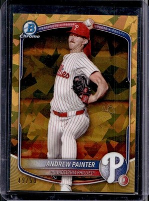 2025 Bowman Sapphire Andrew Painter Chrome Prospects Gold Refractor #/50    