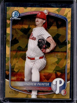 #ad 2025 Bowman Sapphire Andrew Painter Chrome Prospects Gold Refractor # 50 🔥💎🔥 $200.00