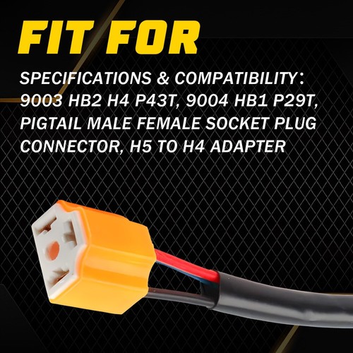 9004 To 9003 H4 Conversion Wire Harness Dual Beam Headlight Adapter Plug US 2PCS - Picture 3 of 15