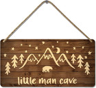 Little Man Cave Sign Woodland Nursery Wall Decor for Baby Boys Rustic Bear Fores