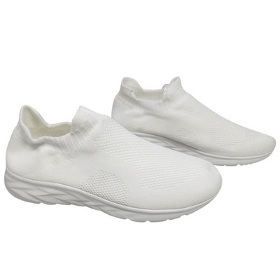 Womens White Knit Mesh Slip On Athletic Walking Sneakers Sock Shoes Size 8 NEW