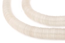 Clear Vinyl Phono Record Beads 12mm Ghana African Disk 36 Inch Strand Handmade