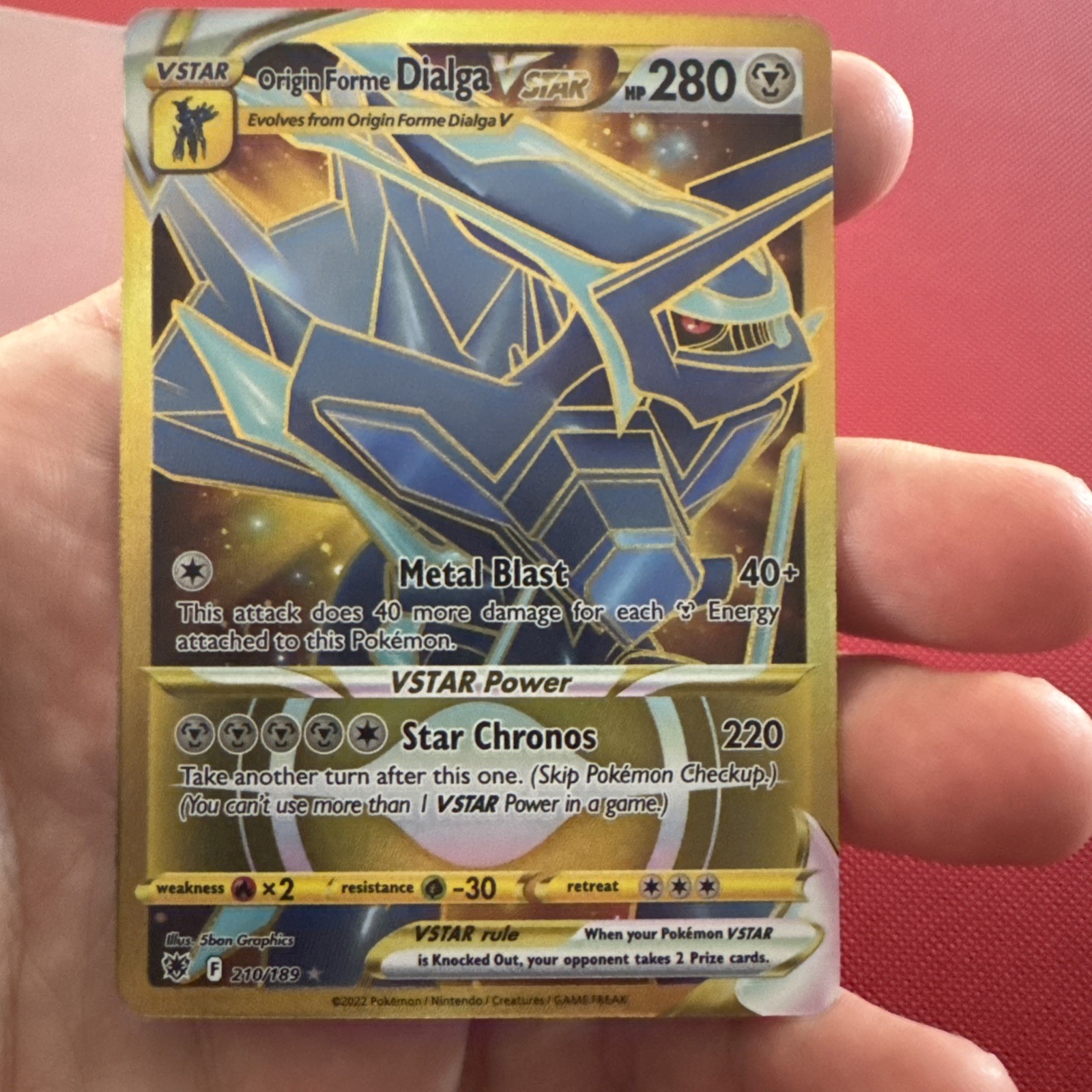 Origin Forme Dialga VSTAR (Secret) Secret Rare SWSH10 Astral Radiance 210/189 NM