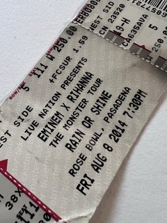 Eminem x Rihanna Monster Tour Rose Bowl Pasadena Aug 2014 Unripped Ticket