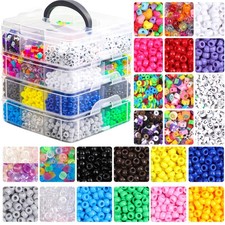 7600pcs Pony Beads Kit for Kandi Friendship Bracelets Letter Glow UV DIY