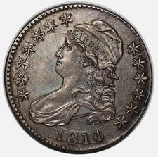 1814 Capped Bust Half Dollar, Strong Die Clash, Choice AU Scarce Half Coins