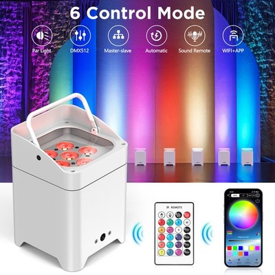 6LED 6x18W RGBWA+UV Battery Powered WIRELESS DMX Par Can DJ Uplighting Wedding