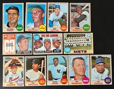 1968 Topps Baseball lot of 30: Brooks, McCovey, Perry, Aaron/Clemente Ldr,Hodges