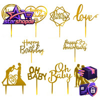 Kuchen Topper 10 StüCk Gold Alles Gute Zum Geburtstag Dekoration Cupcake Toppers