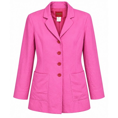 Kenzo, Vintage KENZO Studio Pink Linen Blend Blazer Jacket Size 10 Runs Small