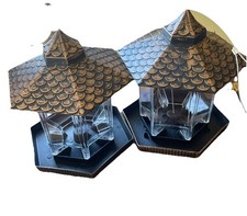 Set of 2 Bronze Outdoor bird feeders Garden Patio Style Decorative