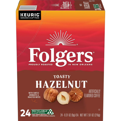 Folgers Toasty Hazelnut Artificially Flavored Coffee 24 K-Cup Pods Free Delivery