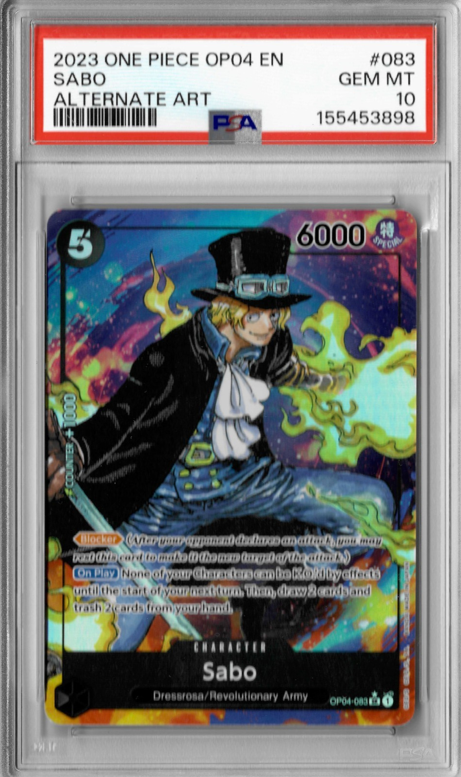 Sabo (Alternate Art) OP04-083 Kingdoms of Intrigue Foil PSA 10