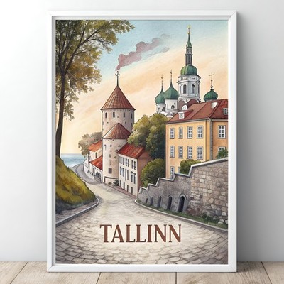 Tallinn Estland - Lebendige mittelalterliche Architektur Reise Poster Kunstdruck_mehrDeta