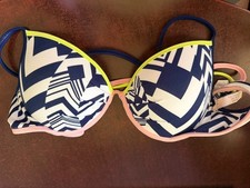 Victoria Secret Swim Fabulous Underwire Push Up Bikini Top Geo Neon Discontinued