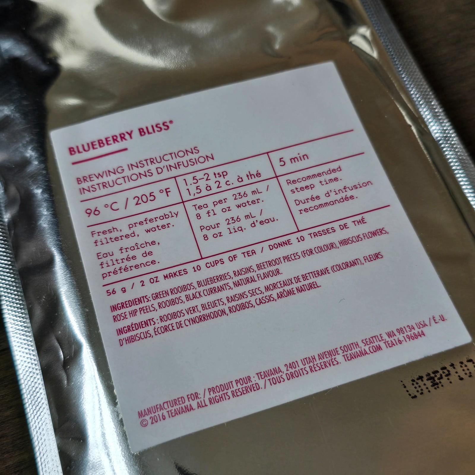 Teavana Blueberry Bliss Tea 2oz Sealed Bag &ndash; Rare Discontinued Blend