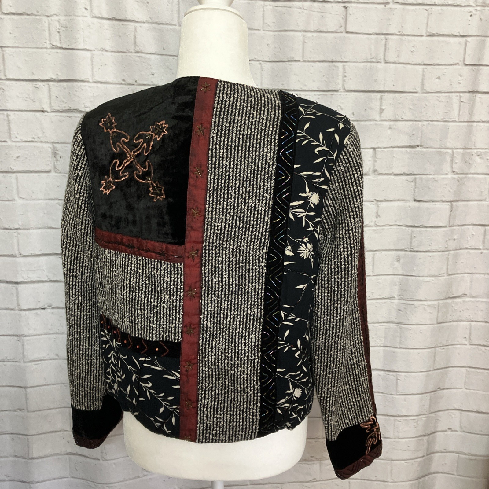 Coldwater Creek Boho Patchwork Beaded jacket Size… - image 6