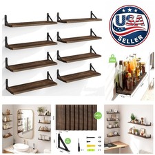 Dark Carbonized Black Floating Shelves Set of 8 - Ideal for Every Room's Storage