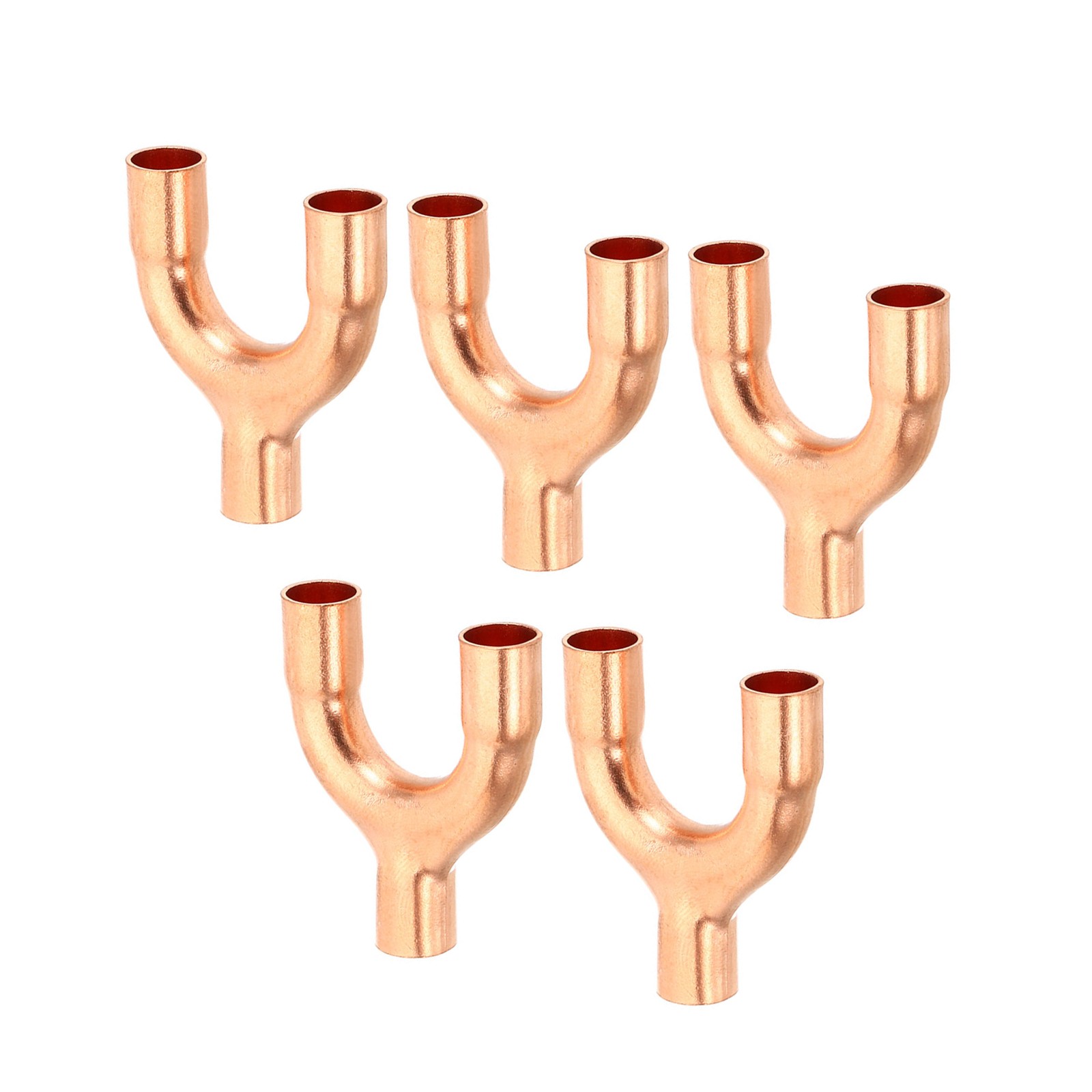 5PACK 1/4" ID 3Way Y Type Copper Fitting 99.9% Pure Copper Pipe Welding for HVAC