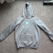 Dutch Bros Hoodie Sweatshirt Adult Size Large Gray Hoodie Blue stitched logo