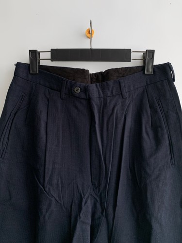 Ermenegildo Zegna, 80s Ermenegildo Zegna Herringbone Pleated Baggy Wool Tailored Trousers