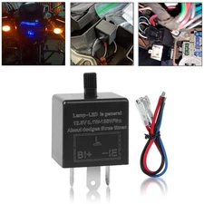 LED Adjustable Motorcycle Flasher Relay Fix Turn Signal Blinker Flash 12V 3-Pin