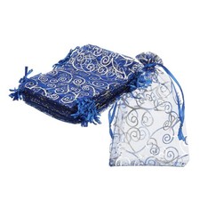 100Pcs Organza Bags 3.1x4.3 Inch Candy Bags Mesh Bag Jewelry Bag Blue-Silver