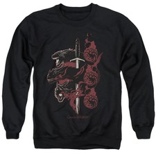 Game Of Thrones Targaryen Dragons Mens Crewneck Sweatshirt Black Officially Lice