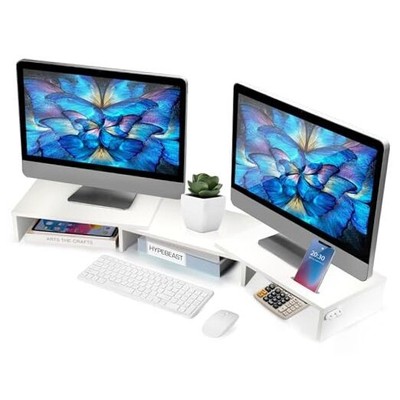 Dual Monitor Stand Riser for 2 Monitors, Monitor Stand for Desk, White