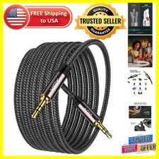 10 ft Braided Aux Cable - Hi-Fi Sound, Copper Shell  Universal Compatibility