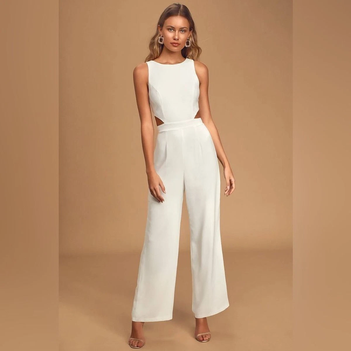 Combinaison (jumpsuit) Lulu's Sans Manches à Jambes Larges - Taille Small, Noir - Neuf Avec étiquettes
