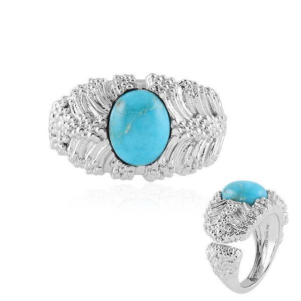 Cavill TüRkisring Damen Ring 925 Silber Platinbeschichtet 2,3Ct Oval-image