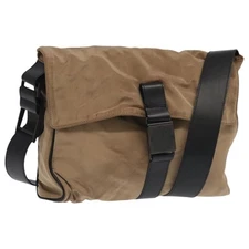 BOTTEGA VENETA Shoulder Bag Nylon Beige Black Silver Auth bs20709