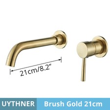 Wall Mounted Basin Faucet Brushed Concealed Bath Sink Tap Hot Cold Water Mixer