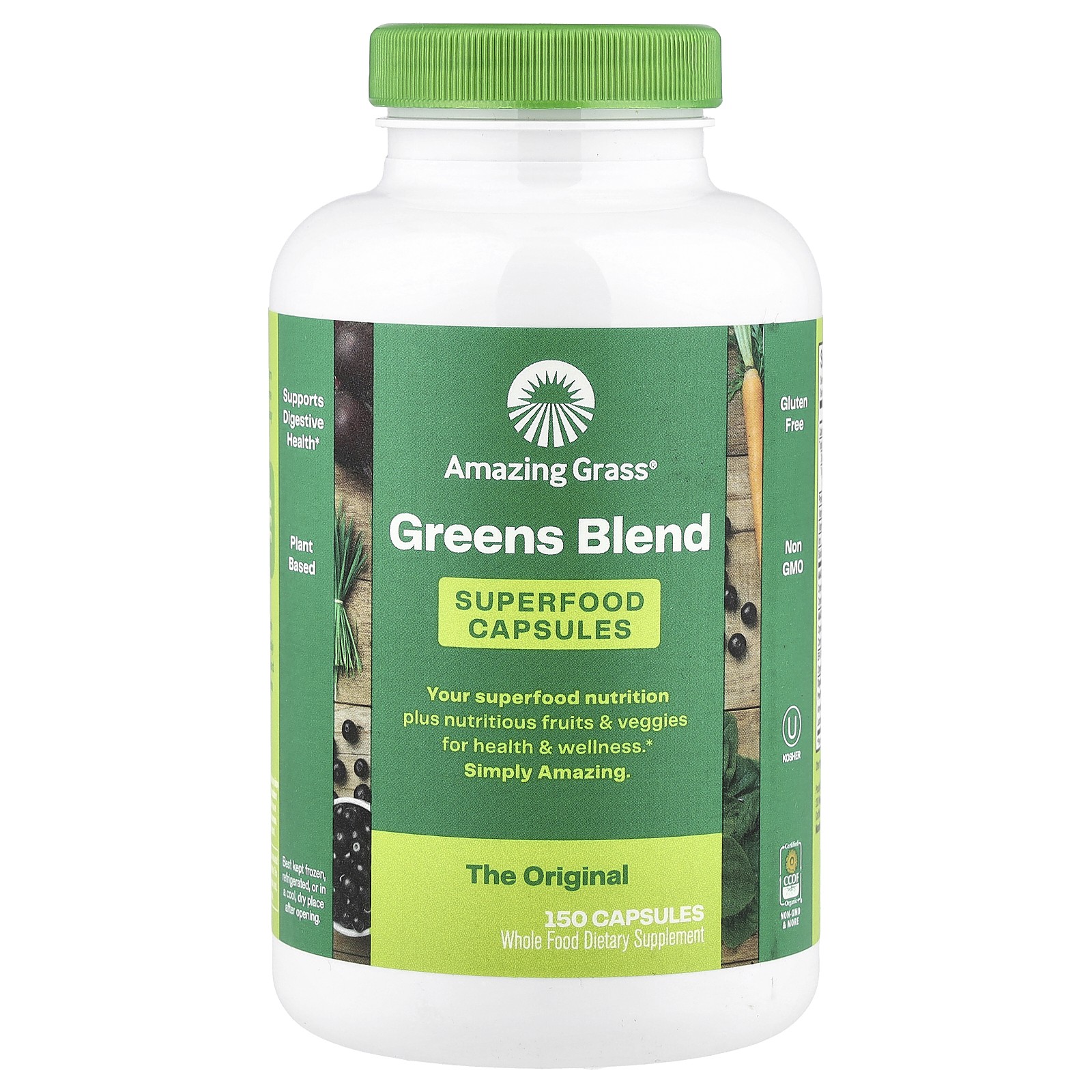 Amazing Grass Green Superfood 650 mg 150 Capsules Gluten-Free Kosher Raw 6490₽