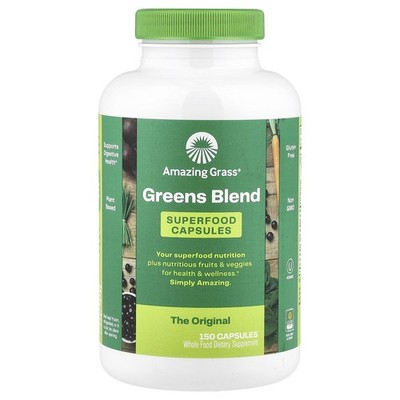 Amazing Grass Green Superfood 650 mg 150 Capsules Gluten-Free, Kosher, Raw,