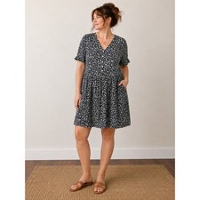 Kathie Lee vintage Med / Lg Floral Button Front V-Neck Short Sleeve Mini Dress