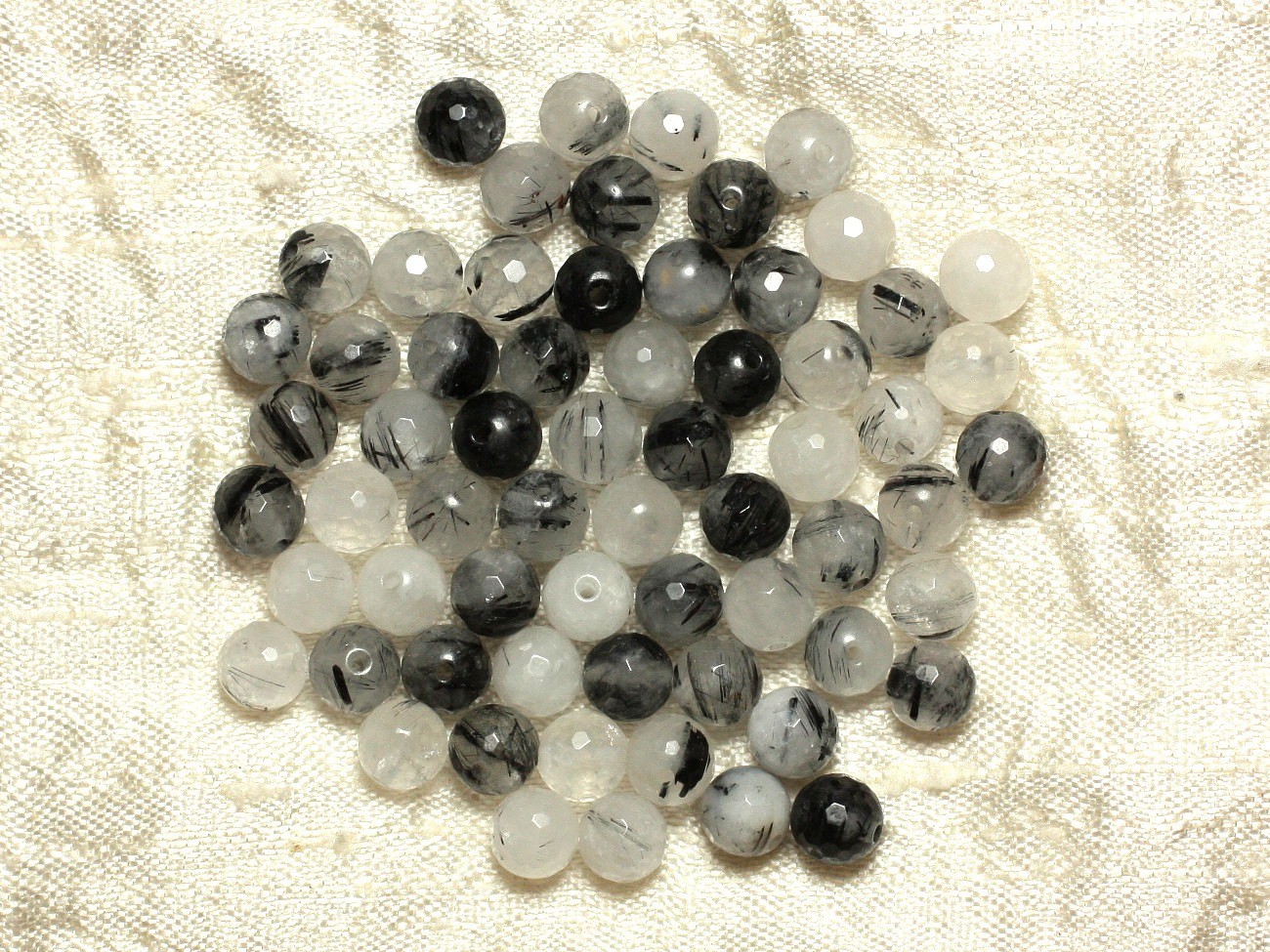 Perles Pierre Cristal de Roche Quartz Tourmaline Cadeau Idéal Création Unique