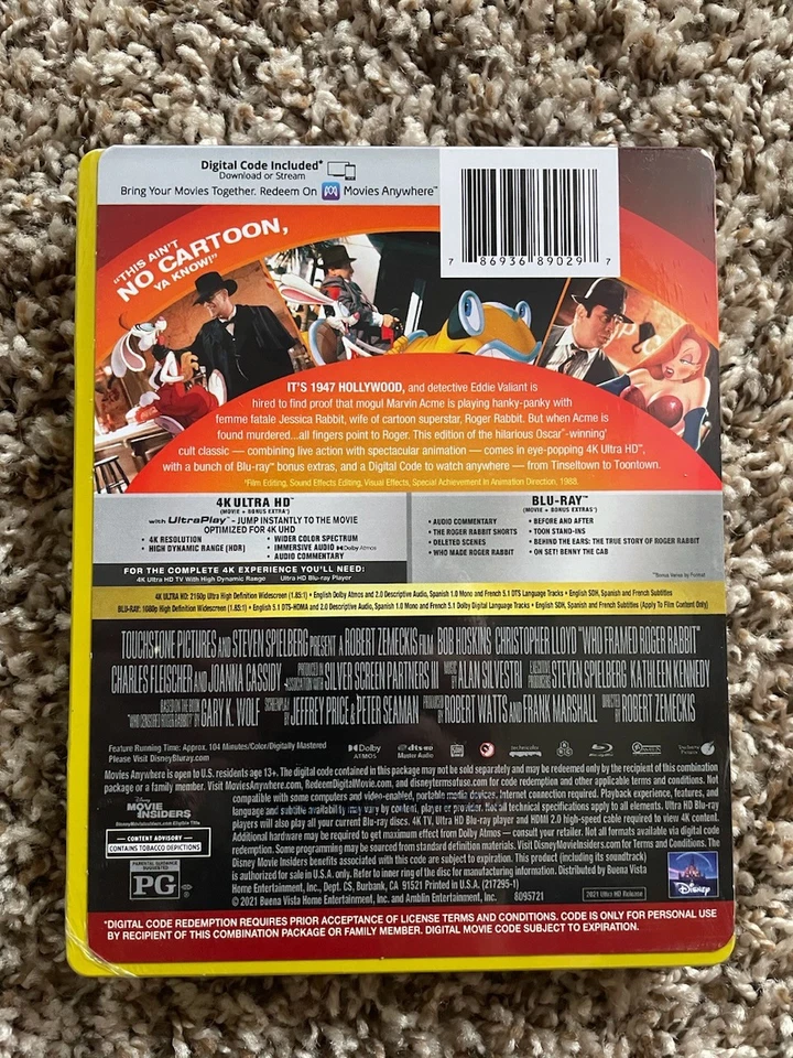 WHO FRAMED ROGER RABBIT Best Buy exclusive 4K Ultra HD + BluRay + Code STEELBOOK Foto 2 de 3