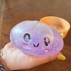 Purple Glitter Gel Squeeze Ball Stress Reliever Squishy Toy w/ Cute Face 4in — photo 3