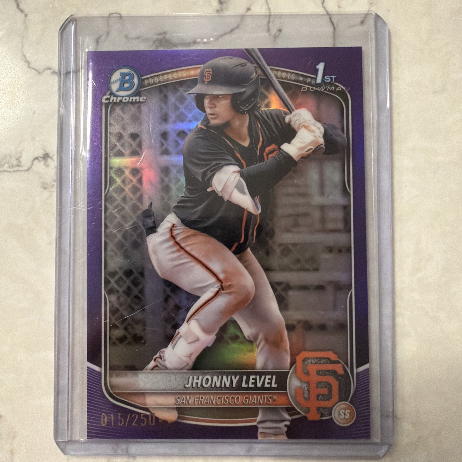 2025 Bowman Chrome 1st TRUE PURPLE REFRACTOR ROOKIE Jhonny Level 015/250