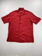 Brioni Shirt Men’s Small Red Linen Button Up Italy Made Resort Designer Preppy