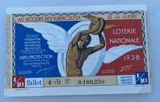BILLET LOTERIE NATIONALE AU SECOURS DES TUBERCULEUX DE LA GUERRE 1938