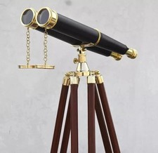 Vintage Nautical Solid Brass Binoculars W/Floor Standing Tripod Decor Gift 62''