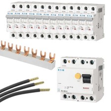 FI-/LS-Schalter-Set EATON, 12 Automaten B16A, FI-Schalter 40/0,03A Phasenschiene