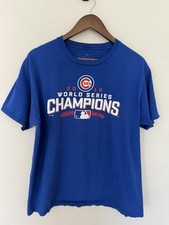 Chicago Cubs 2016 World Series T Shirt Mens Large Blue MLB Fanatics Officially
