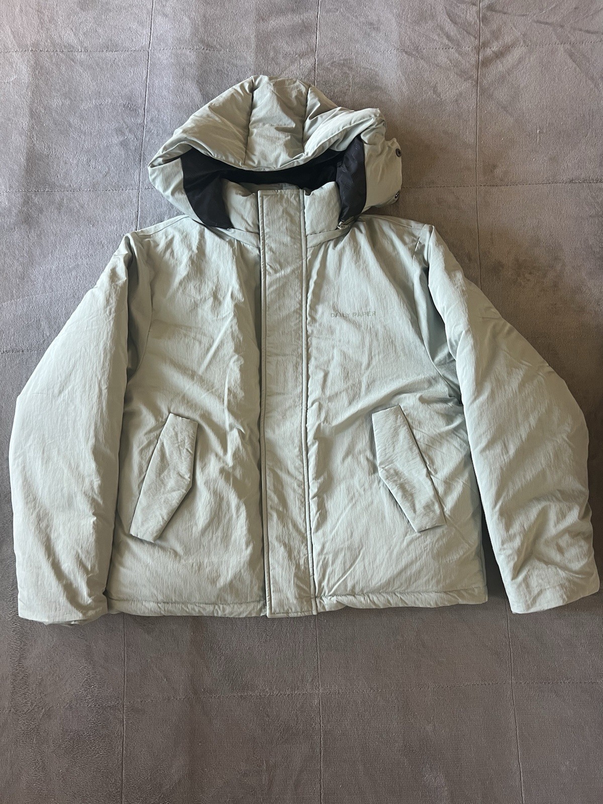 Daily Paper Joel Puffer Jacket Hooded Coat Iceberg Green Size S image 2