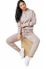 Softies NWT Athleisure DreamTech 1/4 Zip Jogger Set NEW Size Small Coco
